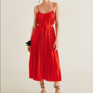 MNG black pleated midi dress. Medium